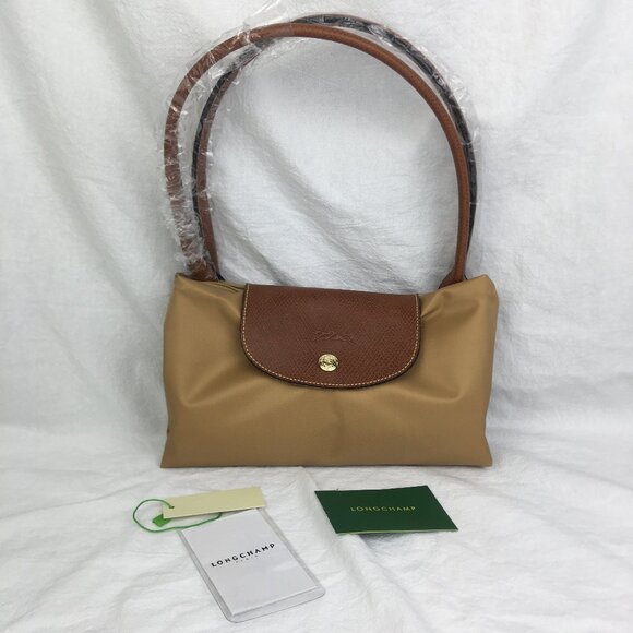 NWT Longchamp Le Pliage Original Large Shoulder Nylon Bag Tote IN Camel - Picture 2 of 10